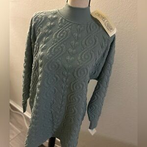 Vintage NWT Michael Carrie Lightweight Mock Neck Textured Sweater in Aqua Size M